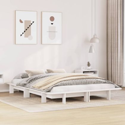Рамка за легло без матрак, бял, 150x200 см, бор масив