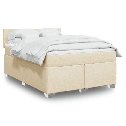Боксспринг легло с матрак, кремава, 140x200 см, плат
