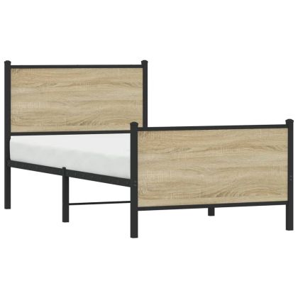 Метална рамка за легло, без матрак, сонома дъб, 90x200 см
