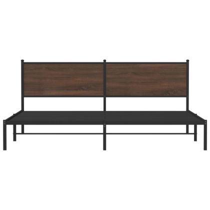 Метална рамка за легло, без матрак, кафяв дъб, 193x203 см