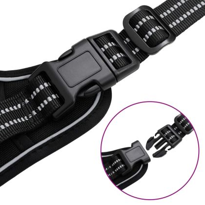 Кучешки нагръдник с отразяващи ивици регулируем черен S