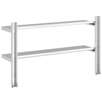 Стенен рафт на 2 нива 100x23,5x60см сребрист неръждаема стомана