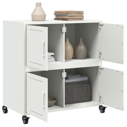 Бюфет, бял, 68x39x72 см, стомана