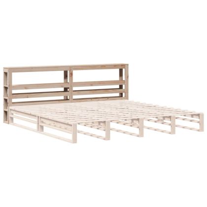 Горна табла с рафтове, 180 см, масивно дърво бор