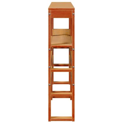 Горна табла с рафтове, восъчнокафява, 135 см, масивно дърво бор