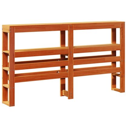 Горна табла с рафтове, восъчнокафява, 160 см, масивно дърво бор