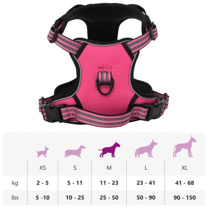 Кучешки нагръдник с отразяващи ивици регулируем розов M
