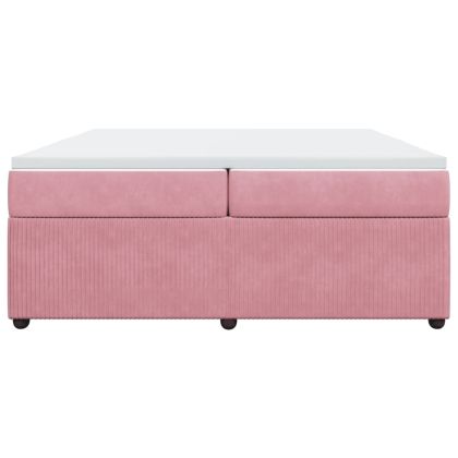 Боксспринг легло с матрак, розово, 200x200 см, кадифе