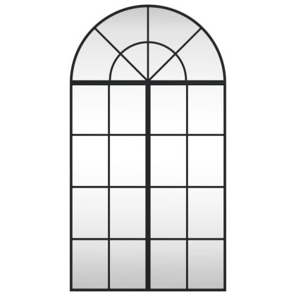 Стенно огледало, черно, 60x110 см, арка, желязо