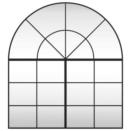 Стенно огледало, черно, 100x110 см, арка, желязо