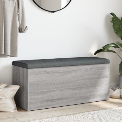Пейка за съхранение, сив сонома, 102x42x45 см, инженерно дърво