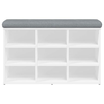 Пейка за обувки, бяла, 82x32x50 см, инженерно дърво