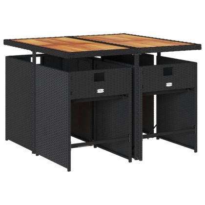 Градински трапезен комплект възглавници 5 части черен полиратан