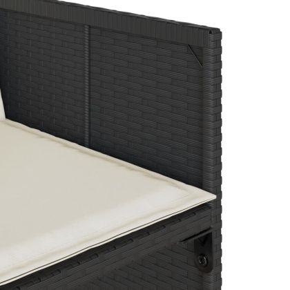 Градински трапезен комплект 7 части възглавници черен полиратан