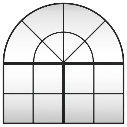 Стенно огледало, черно, 80x80 см, арка, желязо