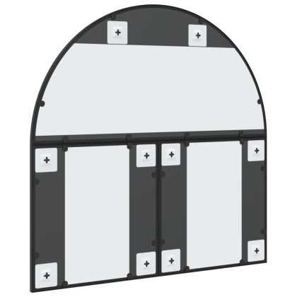 Стенно огледало, черно, 80x80 см, арка, желязо