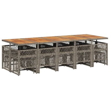 Градински комплект с възглавници 15 части полиратан сив