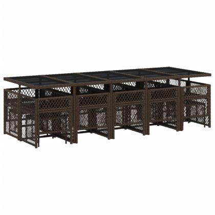 Градински комплект с възглавници 15 части кафяв полиратан