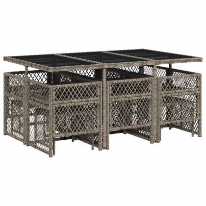 Градински комплект с възглавници 11 части сив полиратан