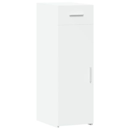 Сайдборд, бял, 30x42,5x93 см, инженерно дърво