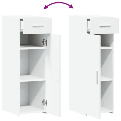 Сайдборд, бял, 30x42,5x93 см, инженерно дърво