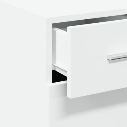 Сайдборд, бял, 30x42,5x93 см, инженерно дърво