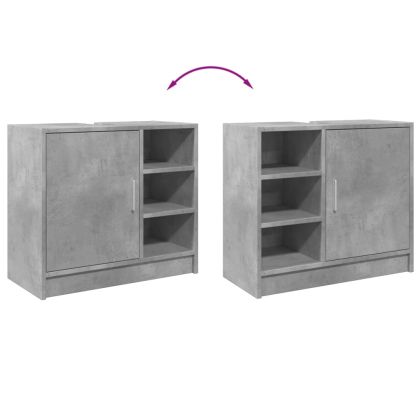 Долен шкаф за мивка, бетонно сив, 63x29x55 см, инженерно дърво