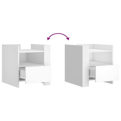 Нощно шкафче, бяло, 45x50x50 см, инженерно дърво