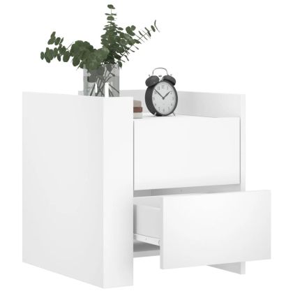 Нощно шкафче, бяло, 45x50x50 см, инженерно дърво