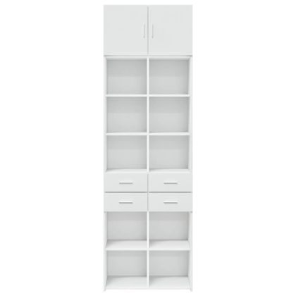 Шкаф за съхранение, бял, 70x42,5x225 см, инженерно дърво