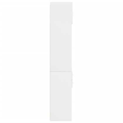 Шкаф за съхранение, бял, 70x42,5x225 см, инженерно дърво