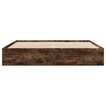 Рамка за легло без матрак опушен дъб 200x200 см инженерно дърво