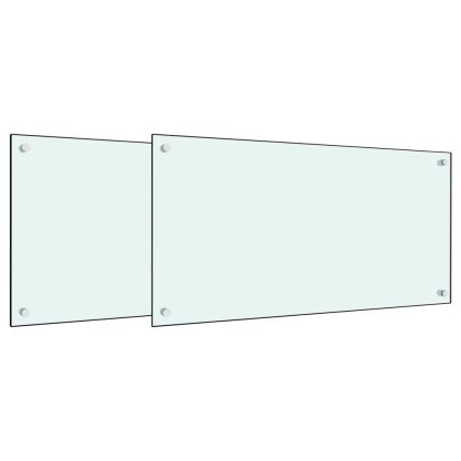 Кухненски гърбове, 2 бр, бял, 80x40 см, закалено стъкло