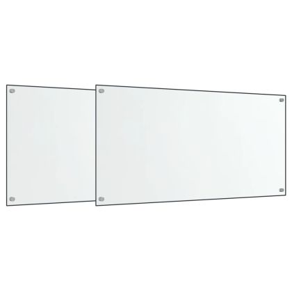 Кухненски гърбове, 2 бр, прозрачен, 80x40 см, закалено стъкло