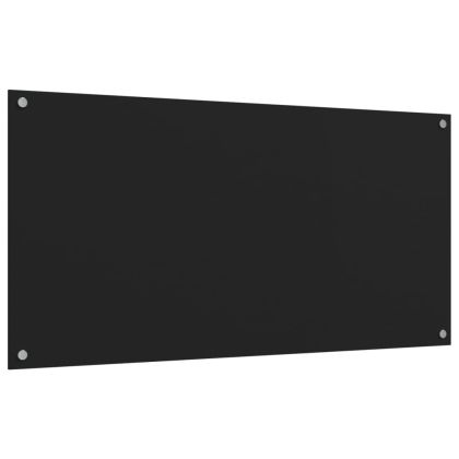 Кухненски гърбове, 2 бр, черен, 80x60 см, закалено стъкло