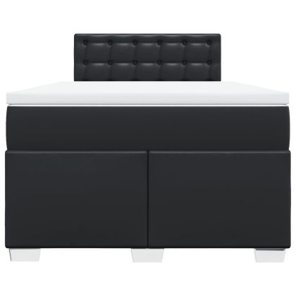 Боксспринг легло с матрак, черно, 120x190 см, изкуствена кожа