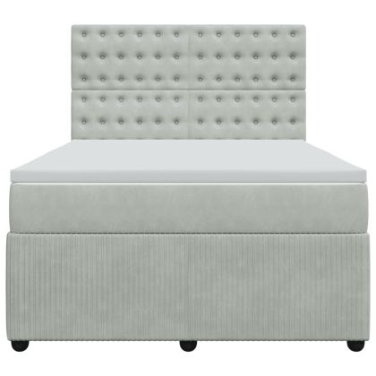 Боксспринг легло с матрак, светлосиво, 160x200 см, кадифе