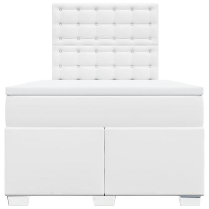 Боксспринг легло с матрак, бяло, 120x190 см изкуствена кожа