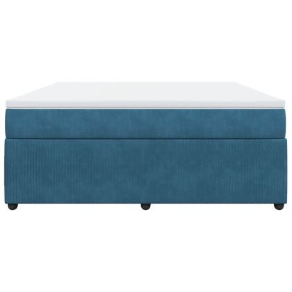 Боксспринг легло с матрак, тъмносиньо, 180x200 см, кадифе