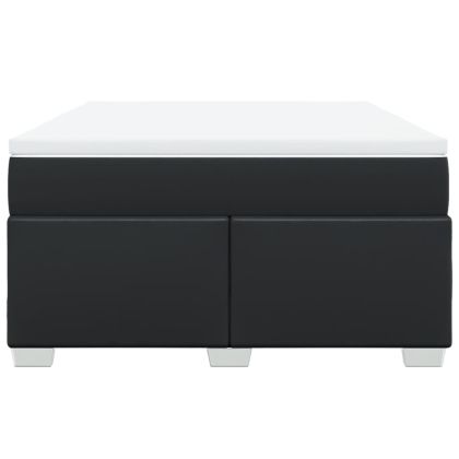 Боксспринг легло с матрак, черно, 160x200 см, изкуствена кожа