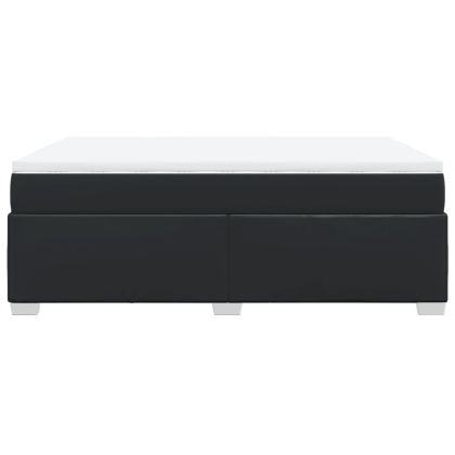Боксспринг легло с матрак, черно, 160x200 см, изкуствена кожа