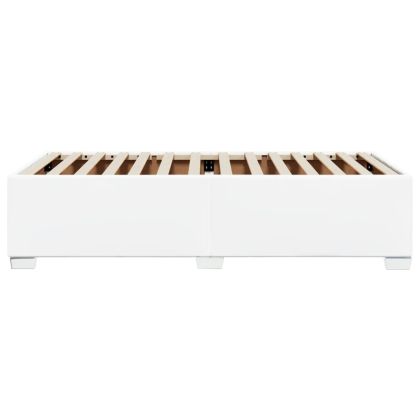 Рамка за легло с балдахин, бяла, 90x200 см изкуствена кожа