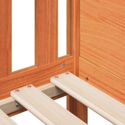 Рамка за детско легло къща, восъчнокафява, 90x200 см, бор масив