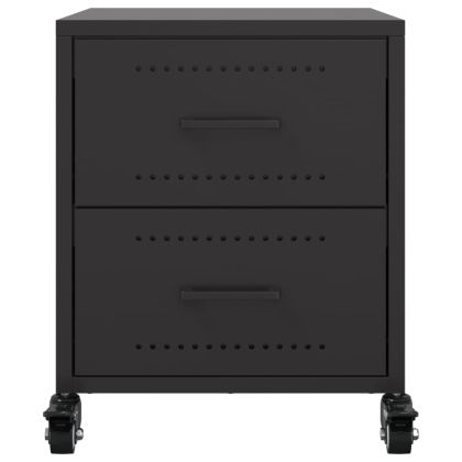 Нощни шкафчета, 2 бр, черни, 36x39x43,5 см, стомана