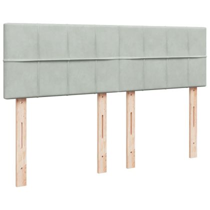 Боксспринг легло с матрак, светлосиво, 140x200 см, кадифе