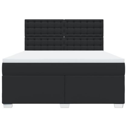 Боксспринг легло с матрак, черно, 180x200 см, изкуствена кожа