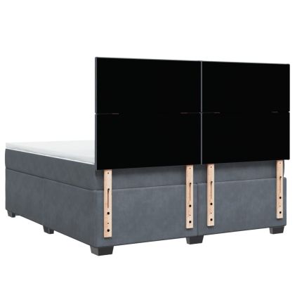 Боксспринг легло с матрак, тъмносиво, 180x200 см, кадифе