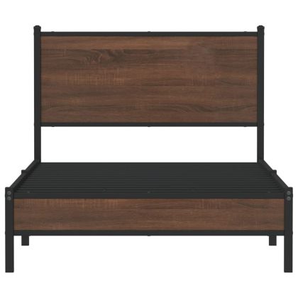 Метална рамка за легло, без матрак, кафяв дъб, 100x190 см