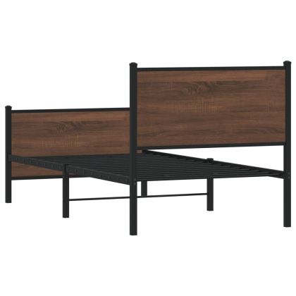Метална рамка за легло без матрак Кафяв дъб 80x200 cm