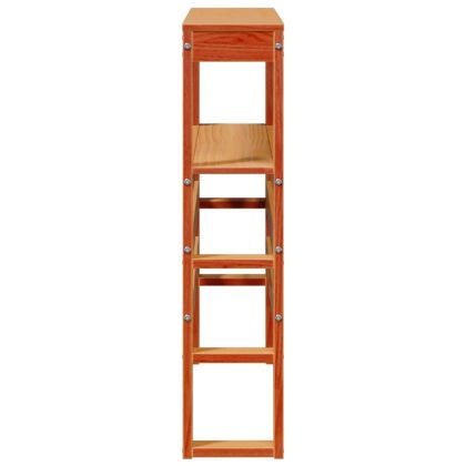 Горна табла с рафтове, восъчнокафява, 90 см, масивно дърво бор